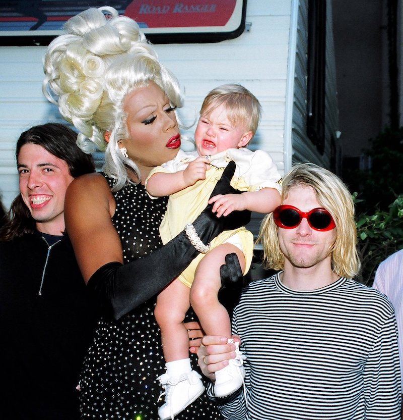 RuPaul with Dave Grohl, Frances Bean Cobain and Kurt Cobain at the MTV Video Music Awards, 1993. Photo Jeff Kravitz, FilmMagic, Inc