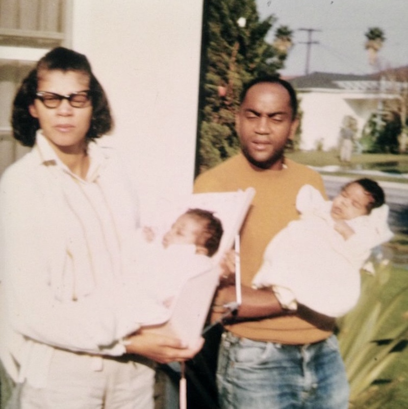 RuPaul's parents, Ernestine Charles holding baby RuPaul and his father Irving Charles holding his cousin born 5 days before him, 1960. Photo Unknown