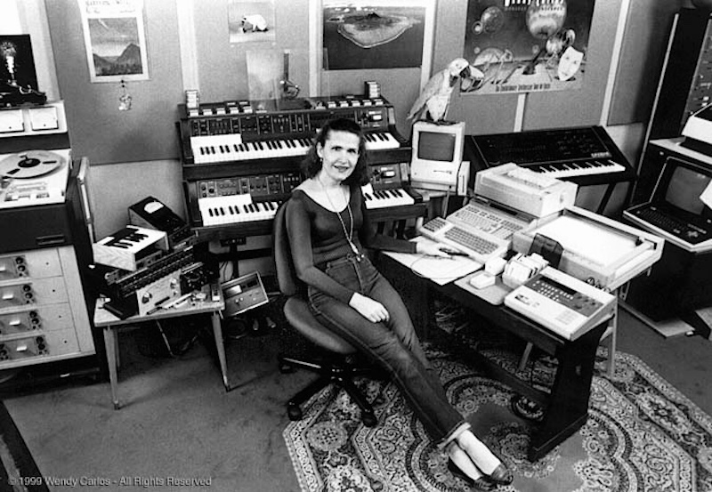 Wendy Carlos poses in the current lower Broadway Studio for publicity photos for Beauty in the Beast, late 1986. Photo Wendy Carlos